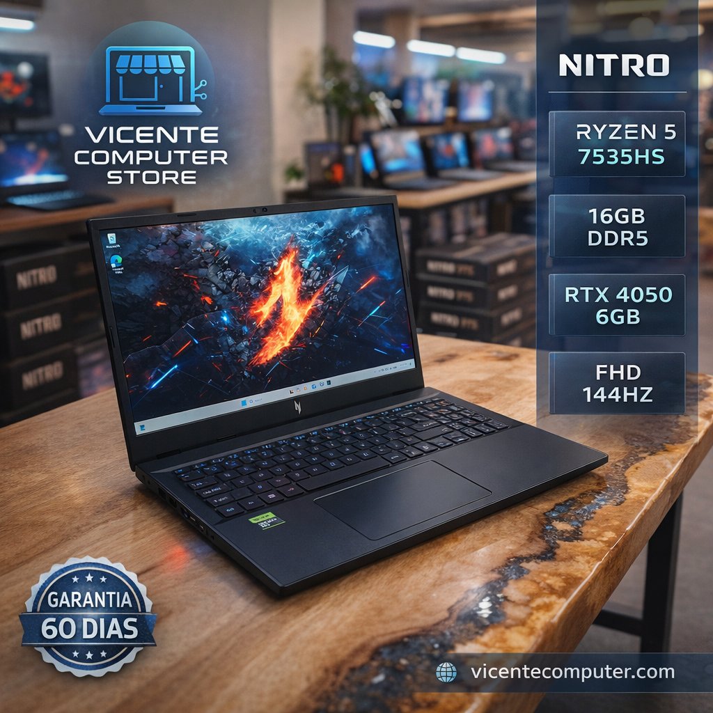 NITRO V15/RYZEN 5/16GB/RTX 4050 6GB - Vicente Computer