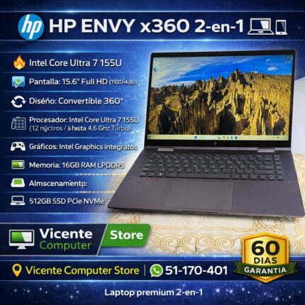 HP ENVY x 360/ core ultra 7 155U/16GB RAM LPDDR5/512GB
