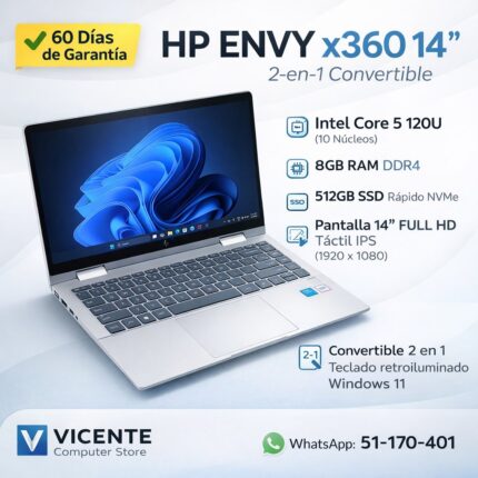 HP Envy x360/ core 5 120U/ 8GB/512/