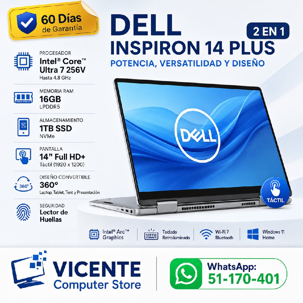 scaled_1000890842 Dell Inspiron 14 Plus 2 en 1/core ultra 7 256V/16GB RAM/ 1TB - Imagen 1