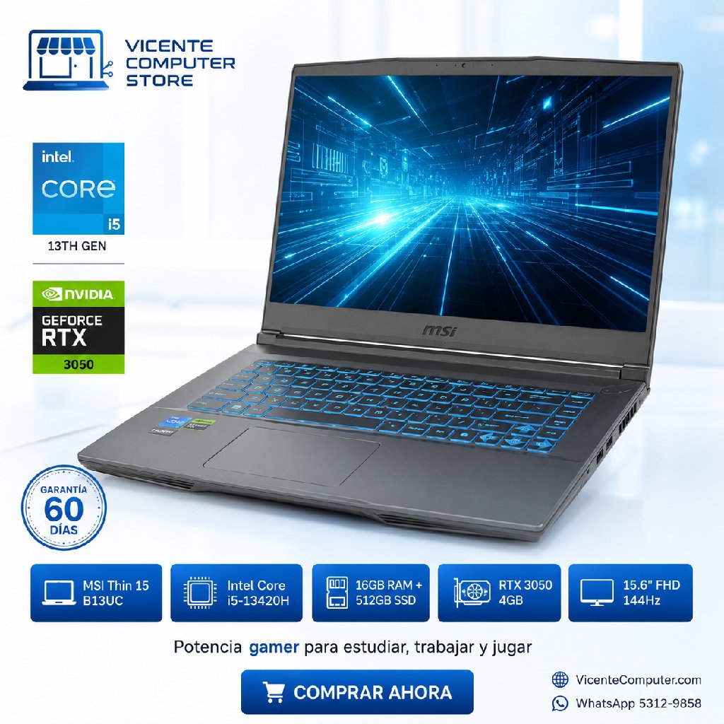 scaled_1000166525 MSI THIN 15/CORE I5/RTX 3050 4GB - Imagen 1