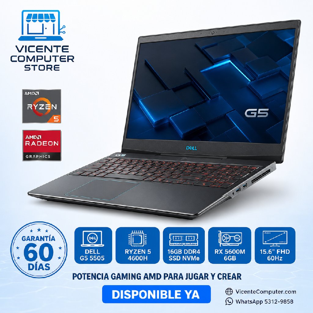 scaled_1000180707 DELL G5/RYZEN 5/RADEON RX 5600M 6GB - Imagen 1