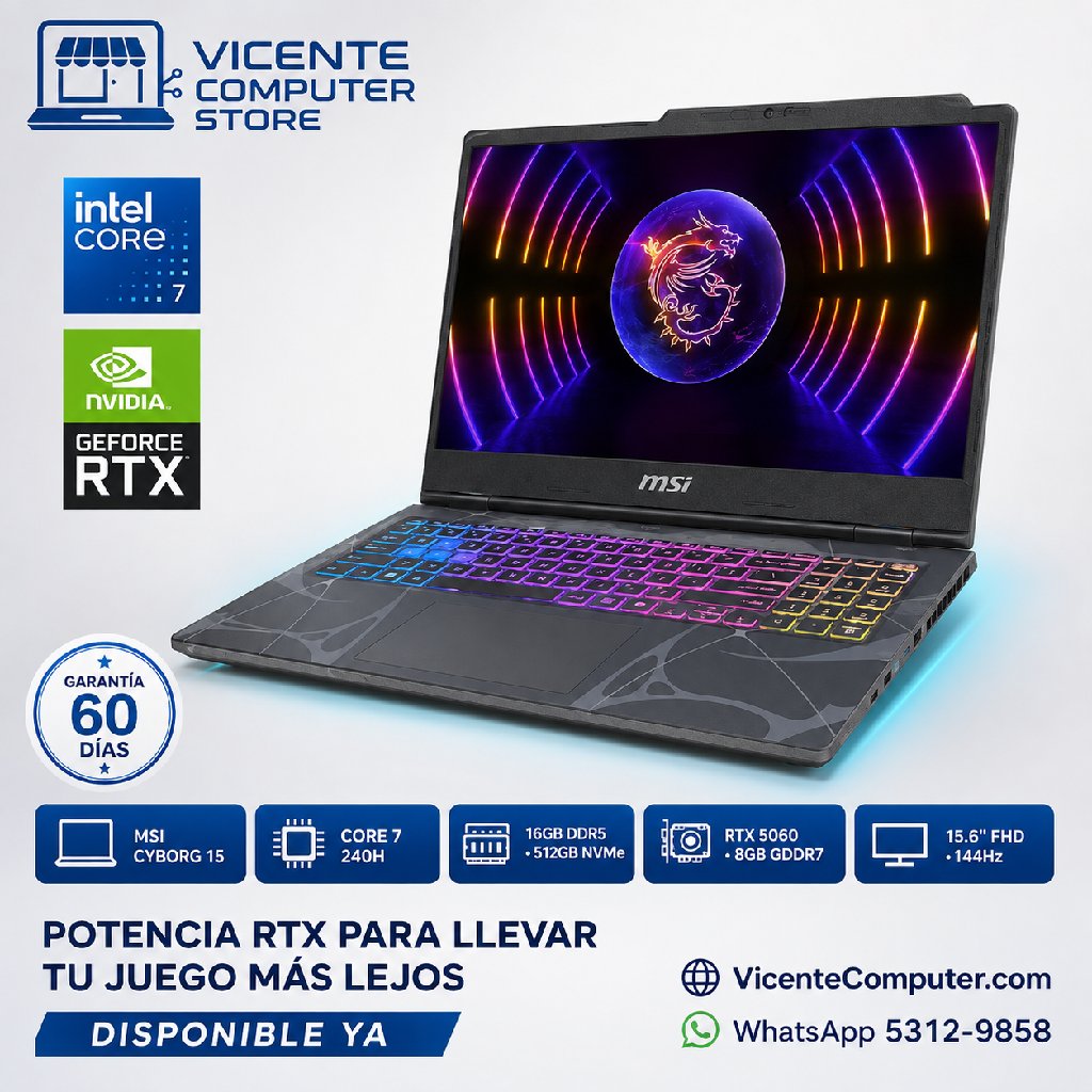 scaled_1000184073 MSI CYBORG 15/CORE 7/RTX 5060 8GB - Imagen 1