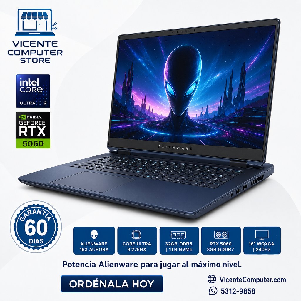 scaled_1000186185 ALIENWARE 16X AURORA/ULTRA 9/32GB/RTX 5060 8GB - Imagen 1
