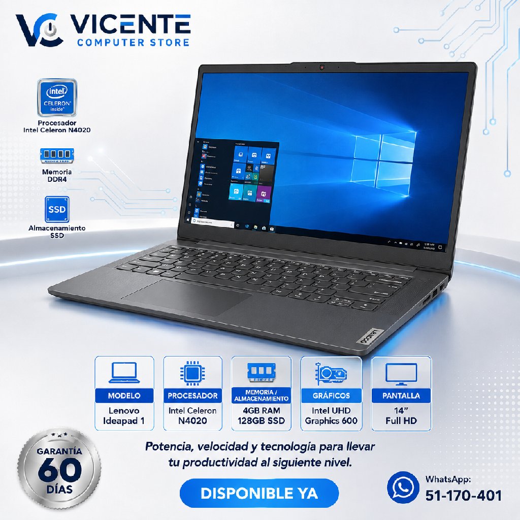 scaled_1000949722 Lenovo IdeaPad 1/ N4020/ 4gb ram/ 128Gb - Imagen 1