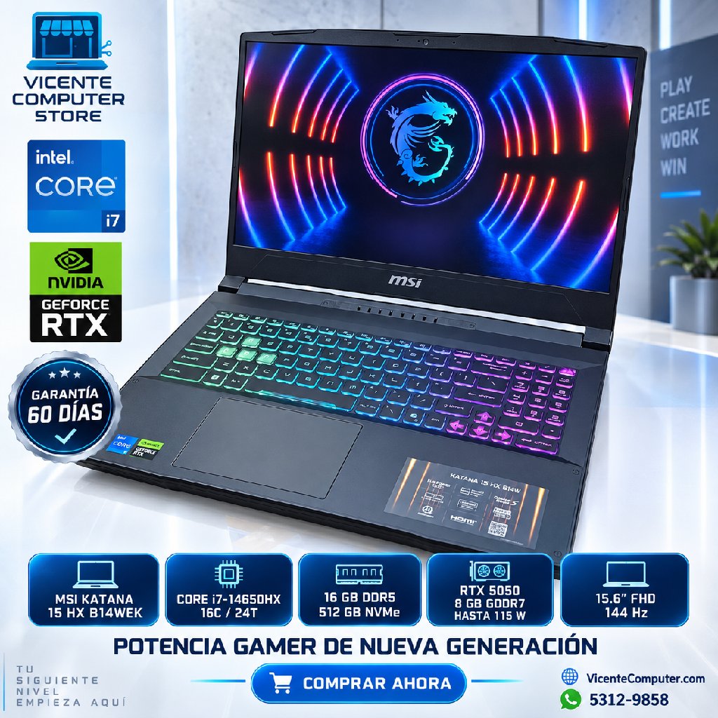 scaled_1000192934 MSI KATANA 15/CORE I7/RTX 5050 8GB - Imagen 1