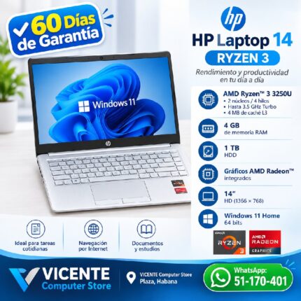 HP 14/ AMD ryzen 3 3250u (4GB/ 1TB HDD)
