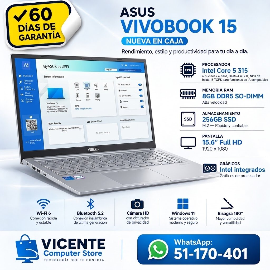 scaled_1001010417 ASus VIVOBOOK 15/ core 5 315U/ 8GB/ 256GB - Imagen 1