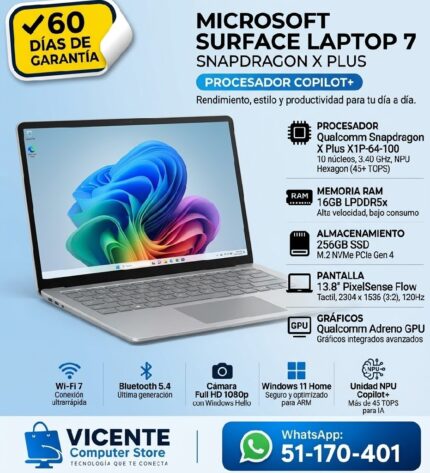 Surface Laptop 7/ Snapdragon X Plus X1P 64 100/ 16GB/ 256